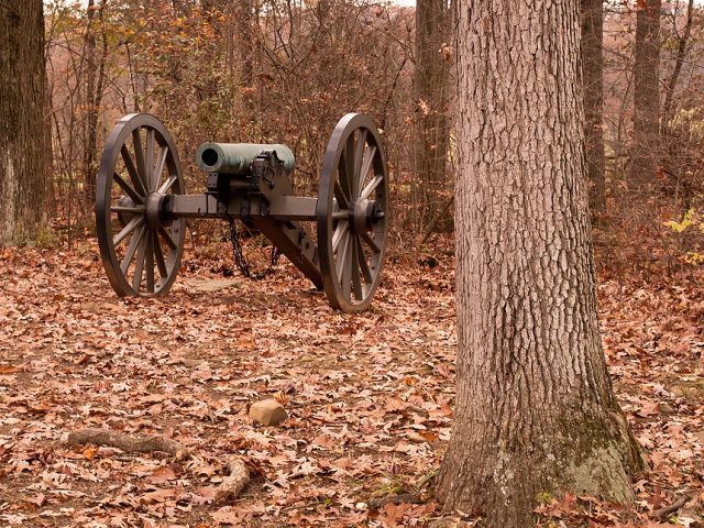 a-civil-war-cannon-in-the-fall-at-gettysburg